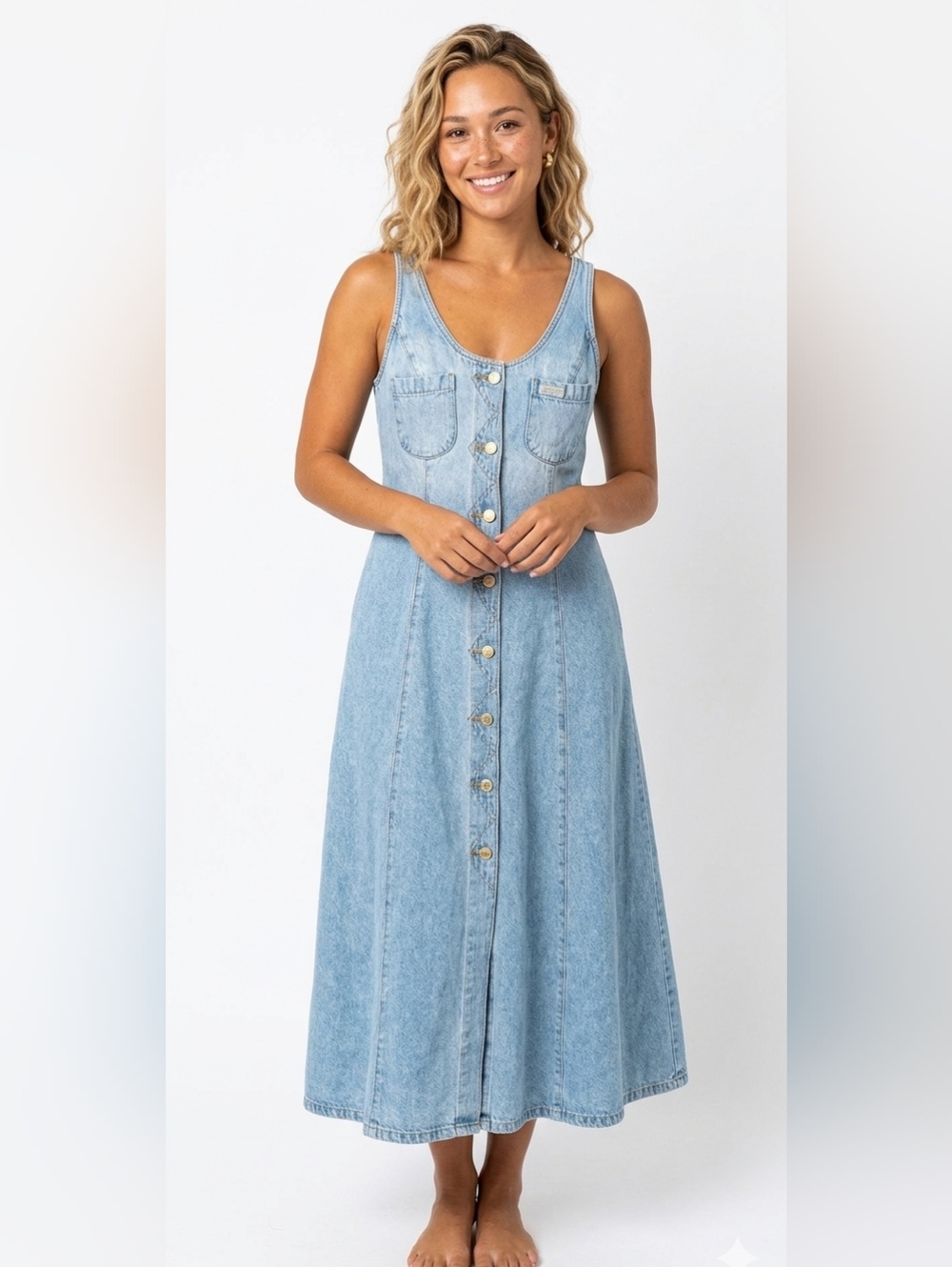 Guess Light Blue Denim Tank Dress Size 7 Or Small